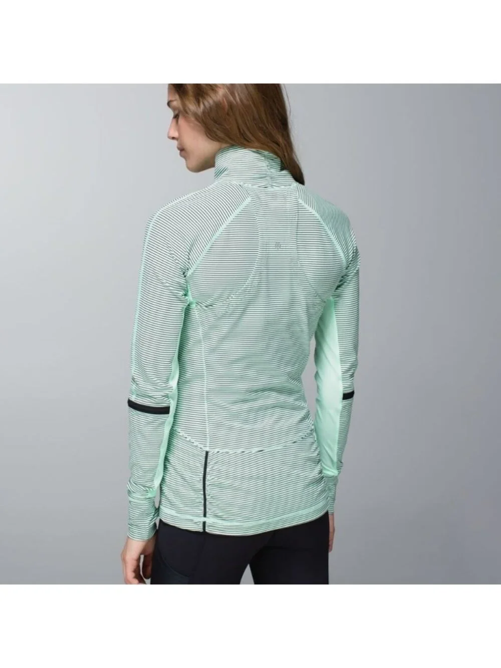 Lululemon Race With Grace 1/2 Zip Mini Hyper Stripe Fresh Teal / Fresh Teal